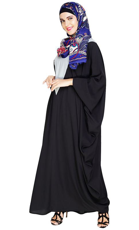Colour Blocked Dark Grey Kaftan (Made-To-Order)