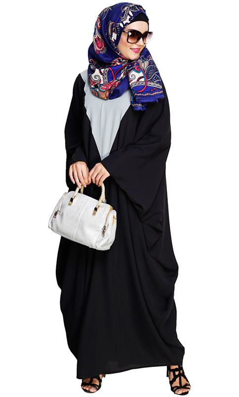 Colour Blocked Dark Grey Kaftan (Made-To-Order)