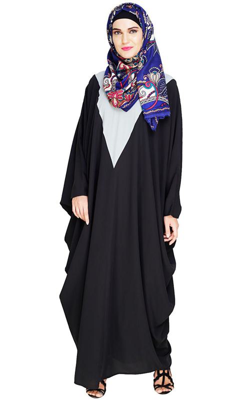 Colour Blocked Dark Grey Kaftan (Made-To-Order)