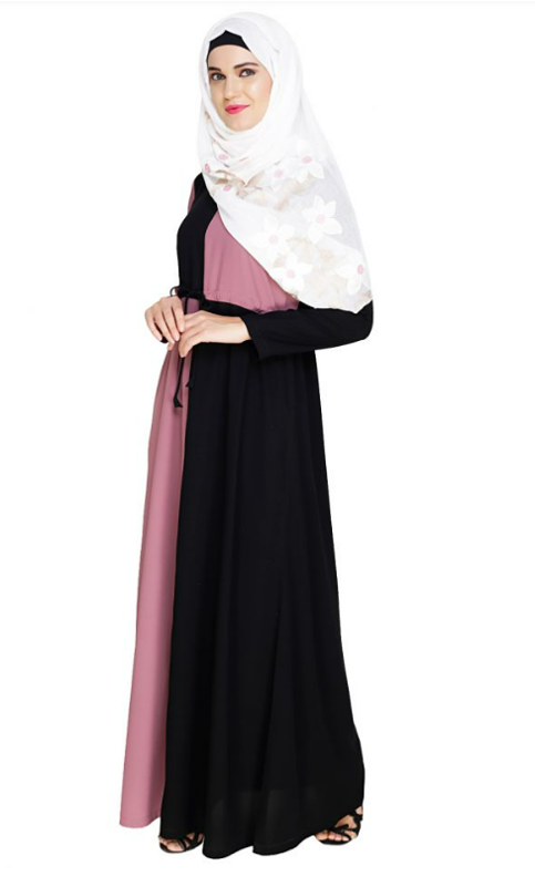 Colour Blocked Onion Pink Abaya (Made-To-Order)