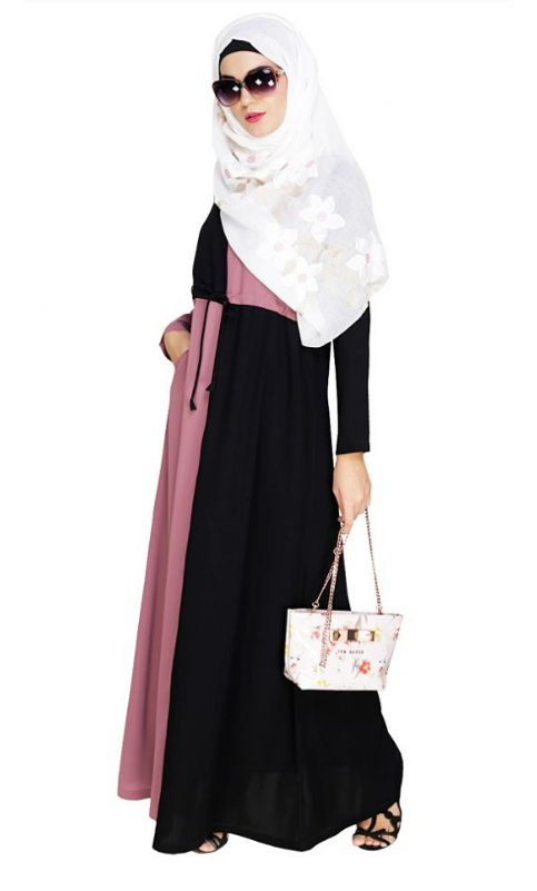Colour Blocked Onion Pink Abaya (Made-To-Order)