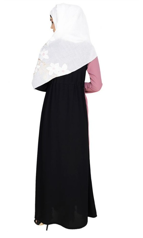 Colour Blocked Onion Pink Abaya (Made-To-Order)