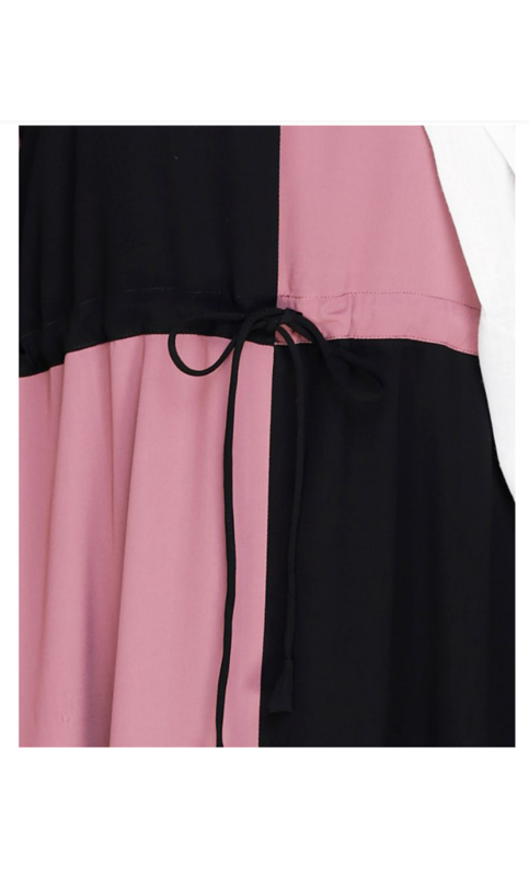 Colour Blocked Onion Pink Abaya (Made-To-Order)