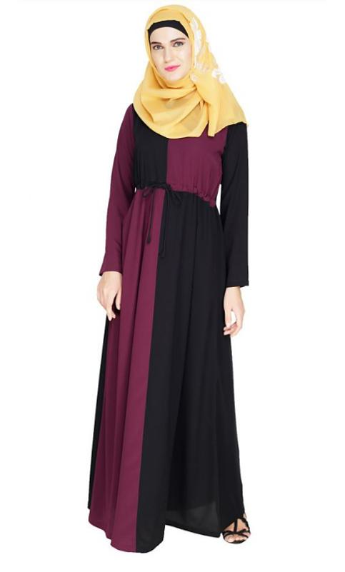 Colour Blocked Purple Abaya
