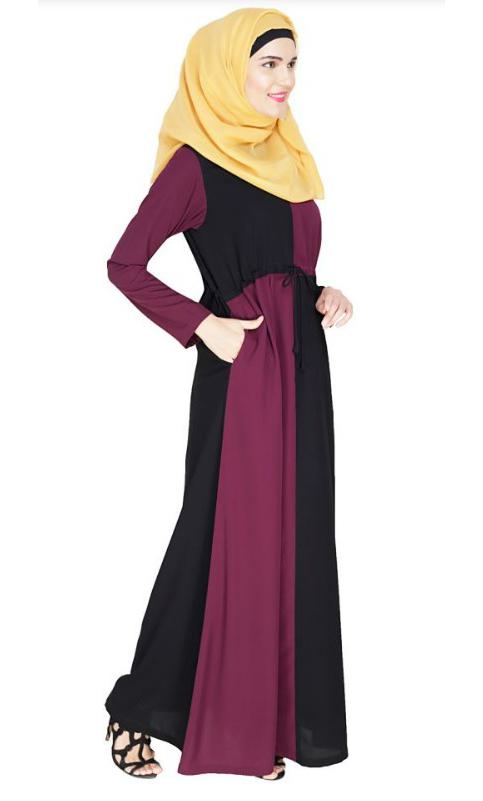 Colour Blocked Purple Abaya