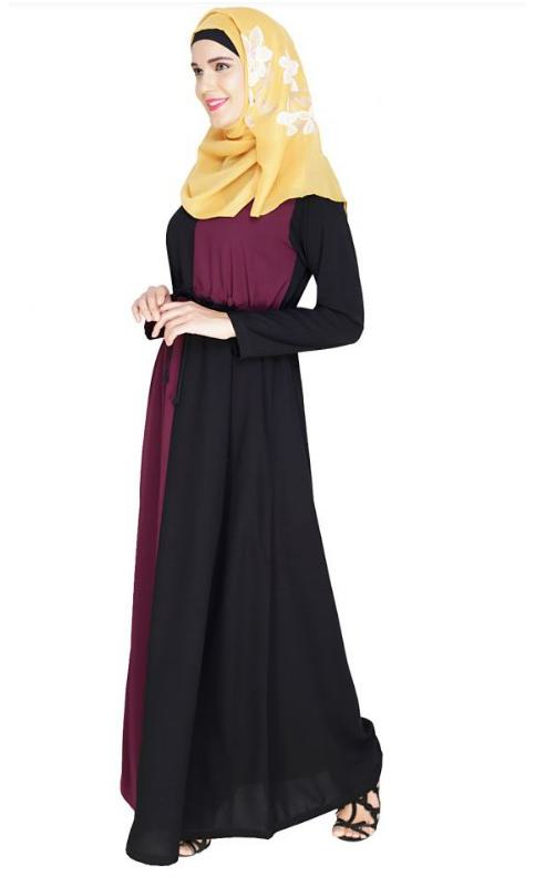 Colour Blocked Purple Abaya