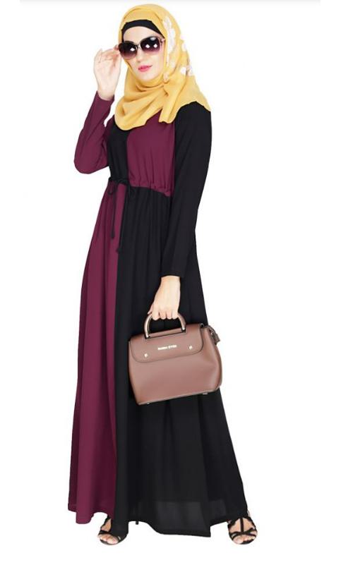 Colour Blocked Purple Abaya
