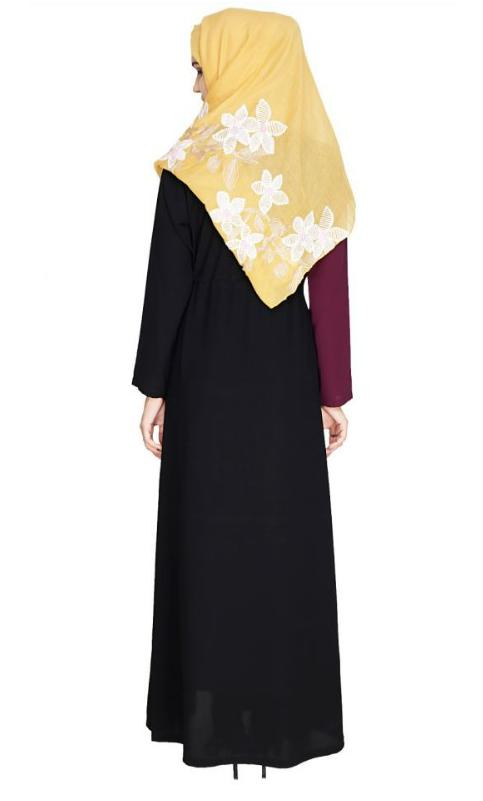 Colour Blocked Purple Abaya
