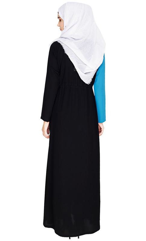 Colour Blocked Teal Blue Abaya