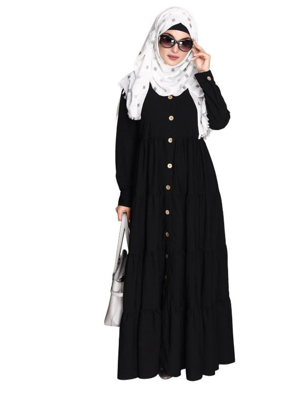 Contemporary Black Multi Layered Gather Dress (Made-To-Order)