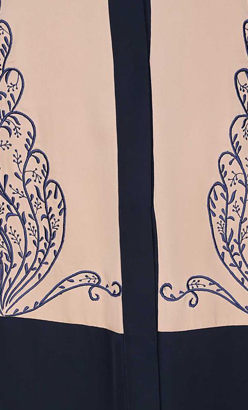 Eden Dubai Style Beige and Blue Embroidered Abaya