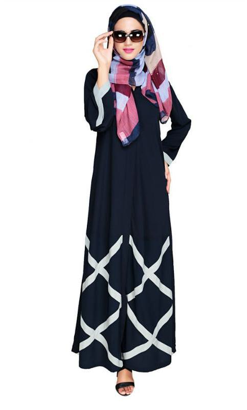 Criss Cross Detailing Blue Abaya