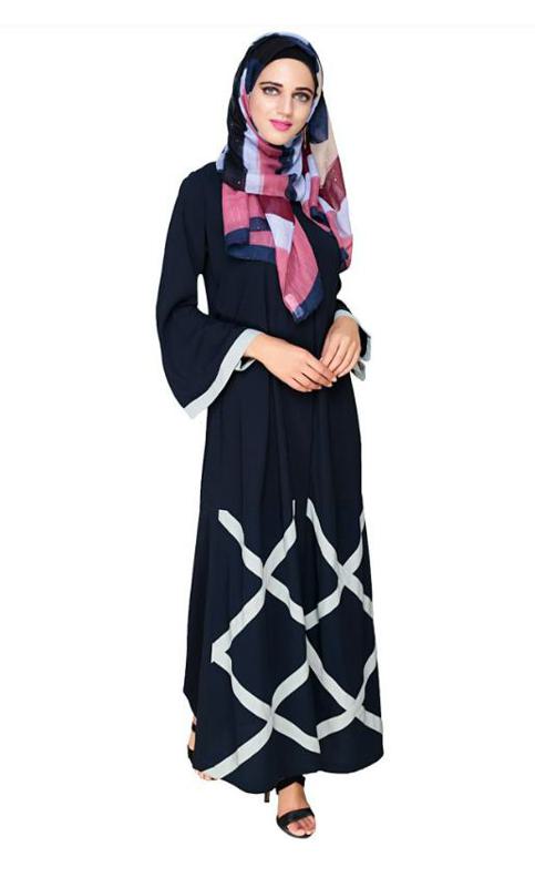 Criss Cross Detailing Blue Abaya
