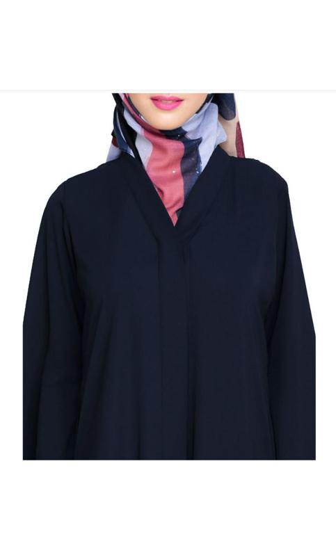 Criss Cross Detailing Blue Abaya