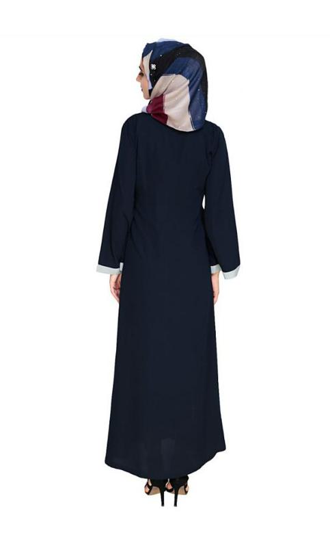 Criss Cross Detailing Blue Abaya