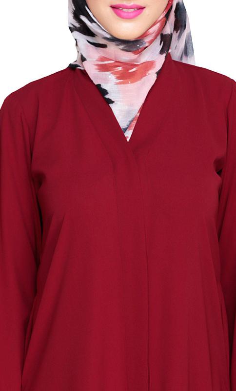 Criss Cross Detailing Wine Abaya (Made-To-Order)