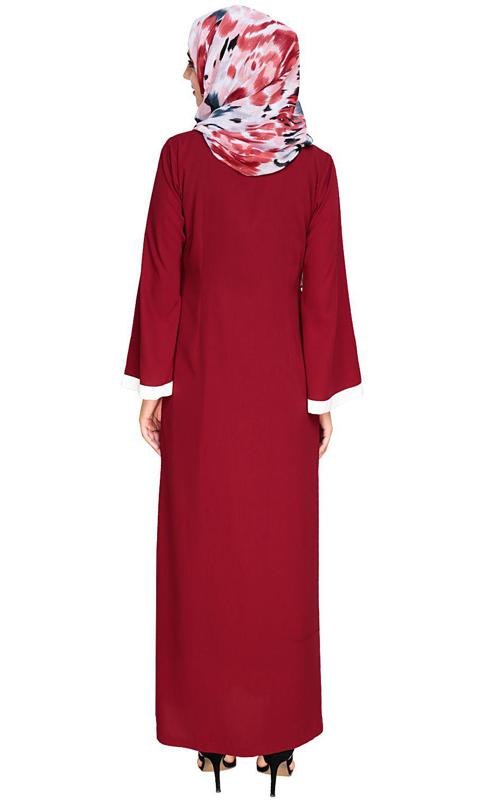 Criss Cross Detailing Wine Abaya (Made-To-Order)
