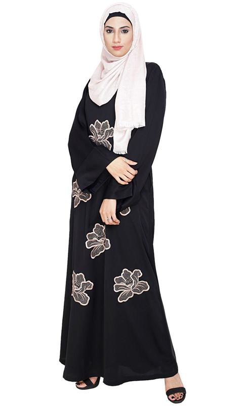 Daisy Black Dubai Style Abaya (Made-To-Order)