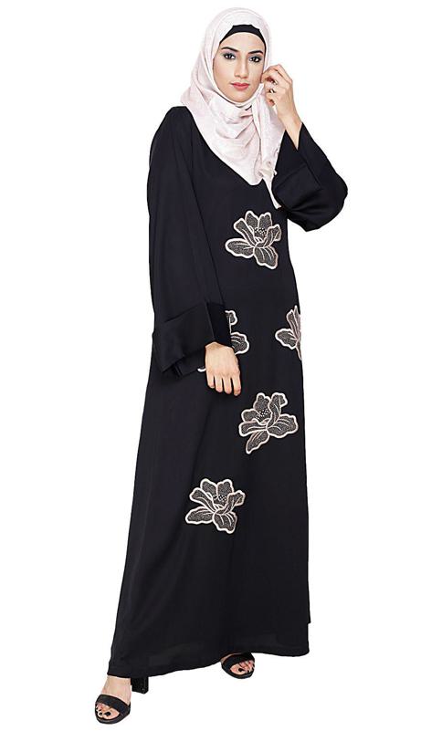 Daisy Black Dubai Style Abaya (Made-To-Order)