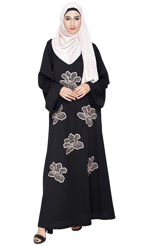 Daisy Black Dubai Style Abaya (Made-To-Order)