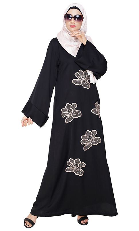 Daisy Black Dubai Style Abaya (Made-To-Order)