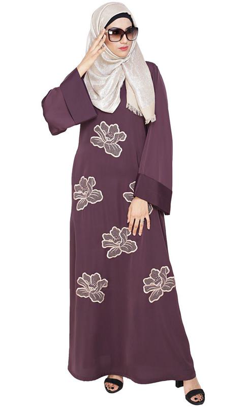 Daisy Dark Purple Dubai Style Abaya (Made-To-Order)