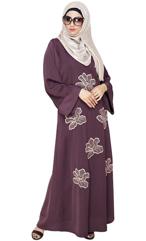 Daisy Dark Purple Dubai Style Abaya (Made-To-Order)