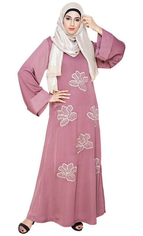 Daisy Onion Pink Dubai Style Abaya (Made-To-Order)