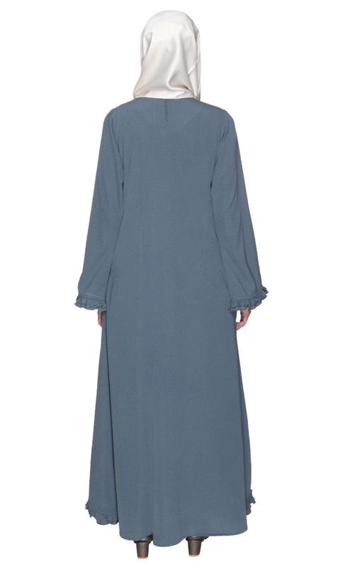 Dapper Grey Jacket Syle Frill Abaya (Made-To-Order)
