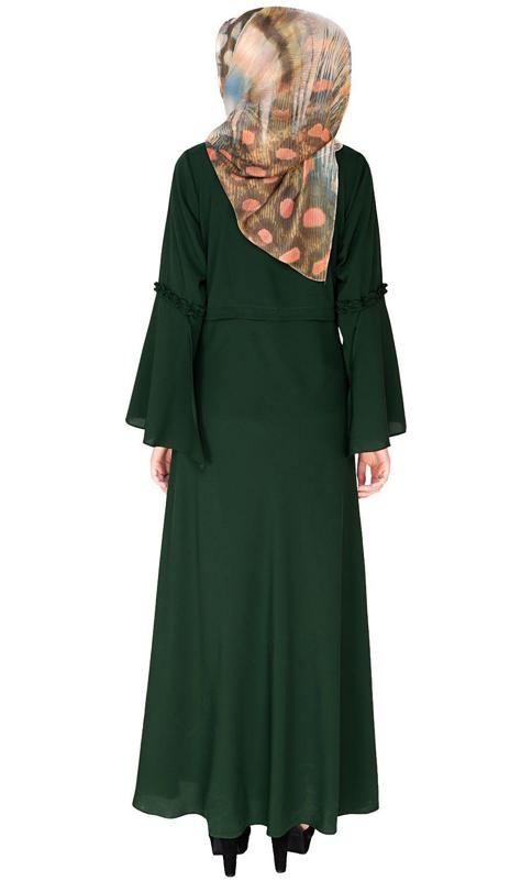 Dark Green Crew Collar Abaya