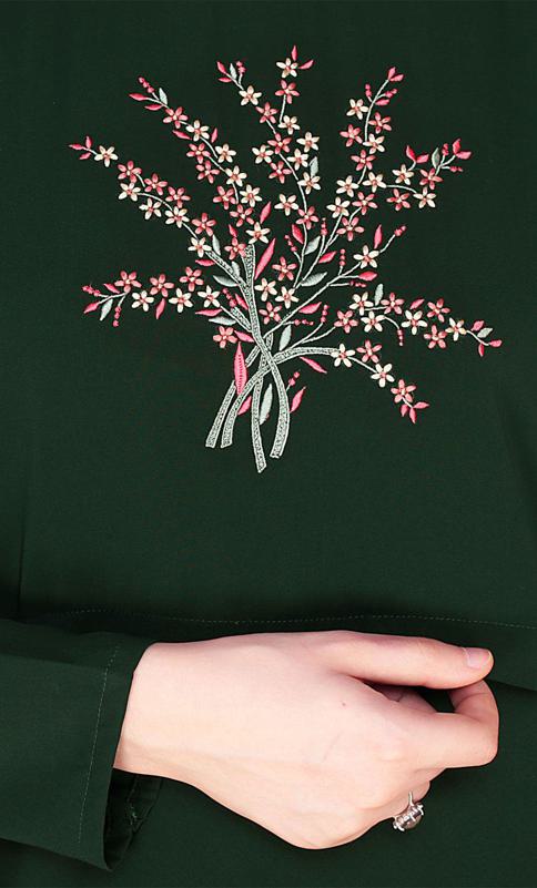Dark Green Crew Collar Abaya