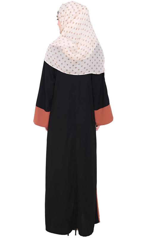 Dazzling Zip-Up Brick Red Abaya (Made-To-Order)