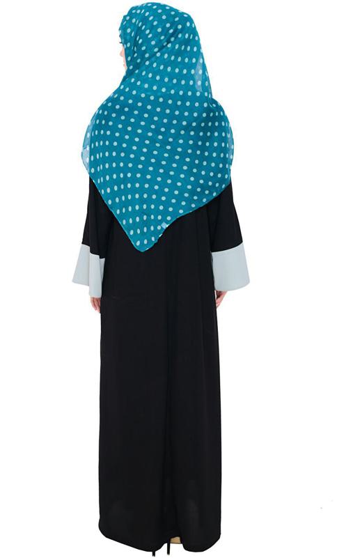 Dazzling Zip-Up Sage Green Abaya (Made-To-Order)