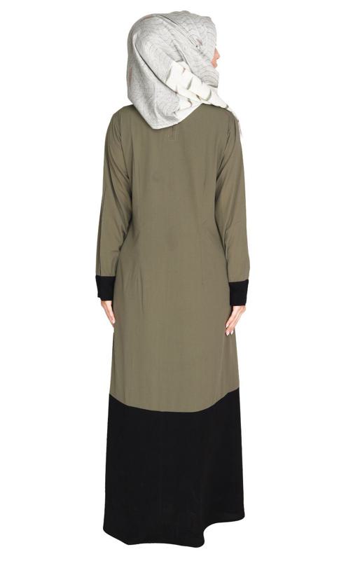 Dead Mint and Black Symmetrical Design Abaya