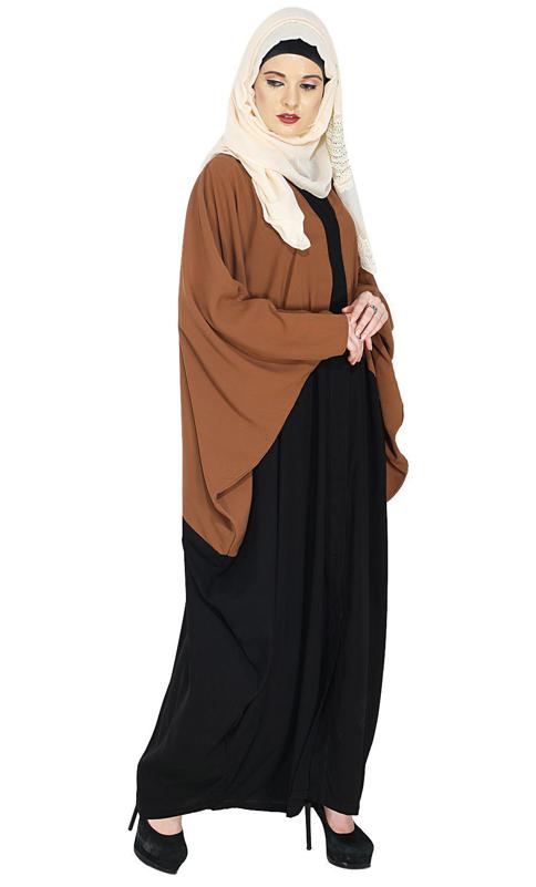 Deep Tan and Black Casual Kaftan (Made-To-Order)