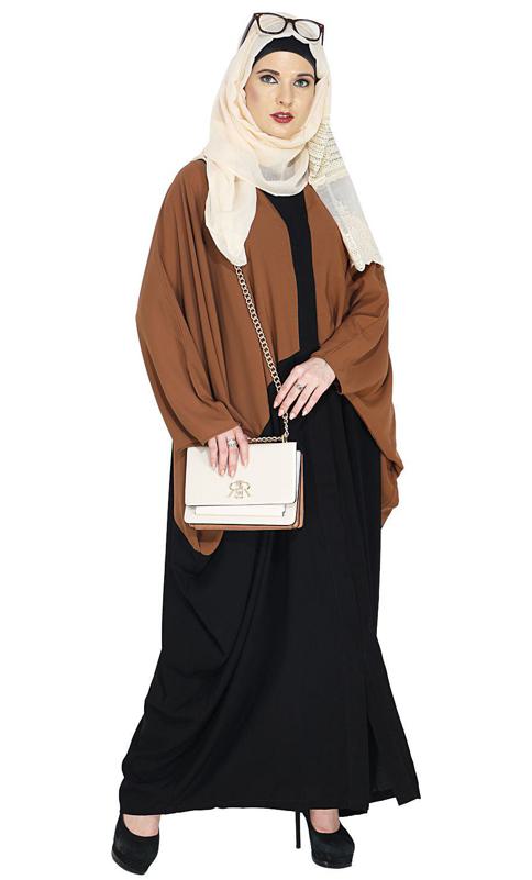Deep Tan and Black Casual Kaftan (Made-To-Order)