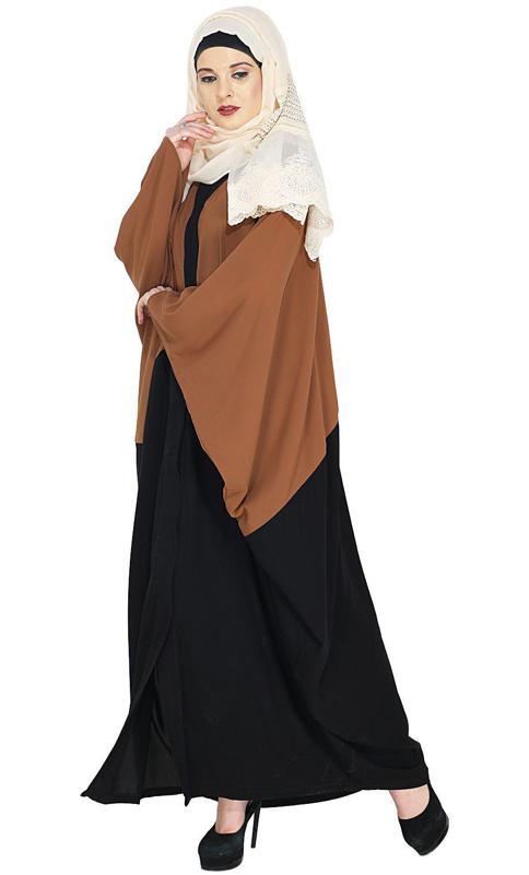 Deep Tan and Black Casual Kaftan (Made-To-Order)