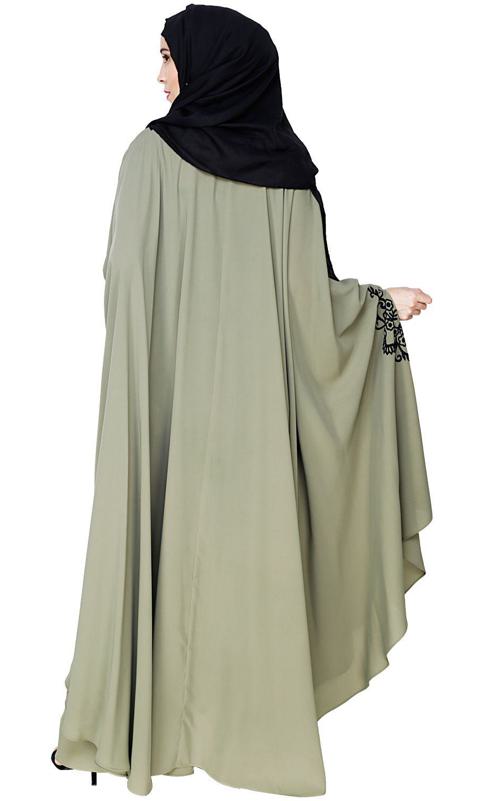 Delicate Embroidered Dead Mint Irani Kaftan (Made-To-Order)