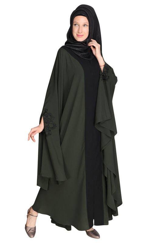 Delicate Embroidered Green Irani Kaftan