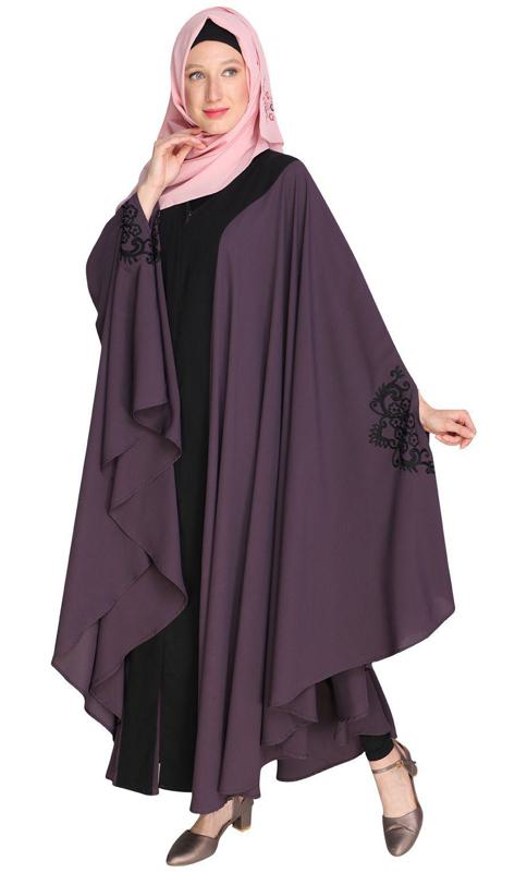 Delicate Embroidered Imperial Purple Irani Kaftan (Made-To-Order)