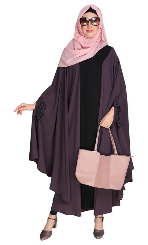 Delicate Embroidered Imperial Purple Irani Kaftan (Made-To-Order)