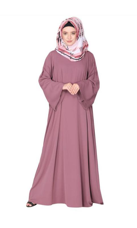Dignified Buttons And Pintuck Onion Pink Abaya