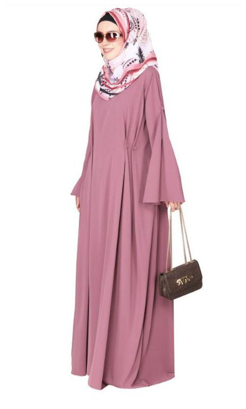Dignified Buttons And Pintuck Onion Pink Abaya