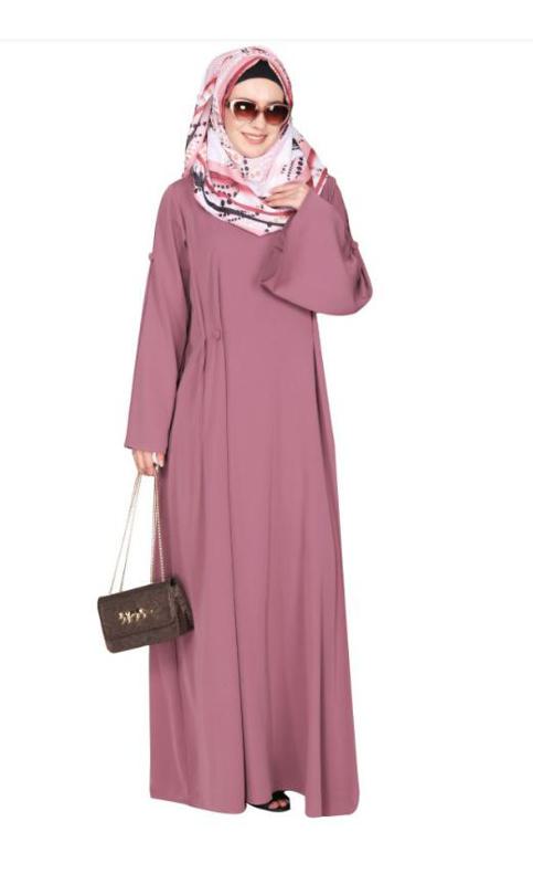 Dignified Buttons And Pintuck Onion Pink Abaya