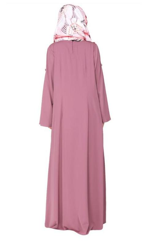 Dignified Buttons And Pintuck Onion Pink Abaya