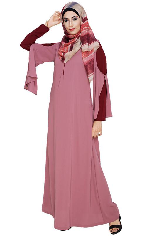 Dora Sleeves Onion Pink Abaya (Made-To-Order)