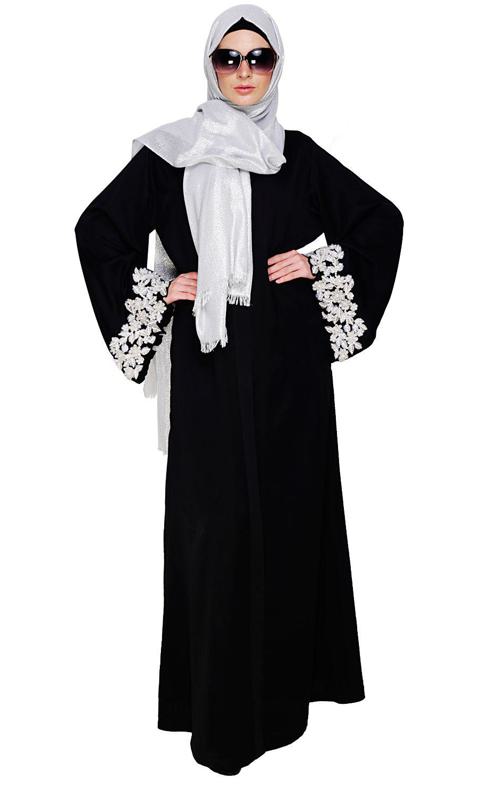 Dreamy Pearl Black Dubai Style Abaya (Made-To-Order)