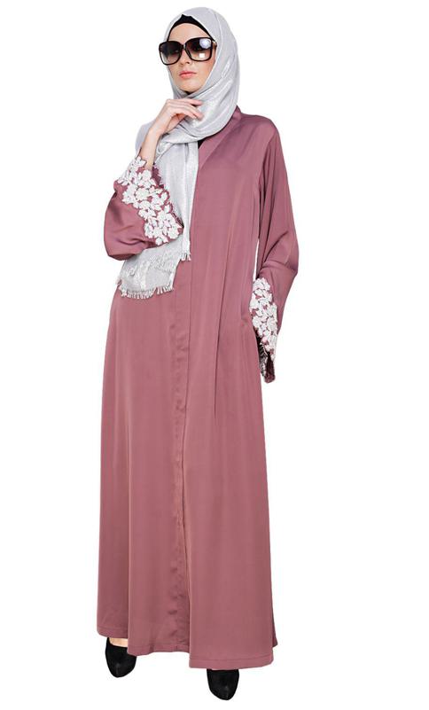 Dreamy Pearl Flamingo Pink Dubai Style Abaya