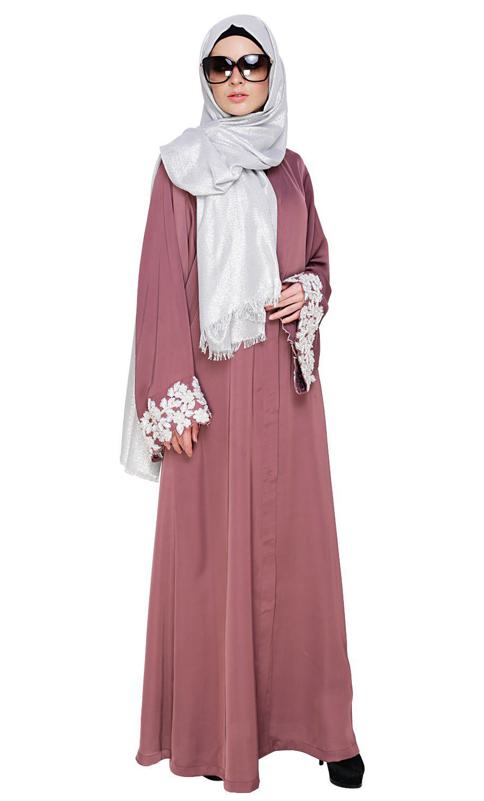 Dreamy Pearl Flamingo Pink Dubai Style Abaya