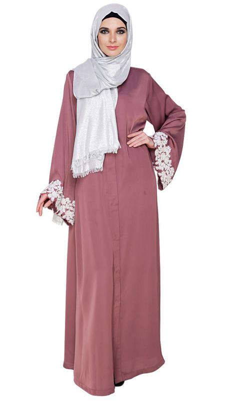 Dreamy Pearl Flamingo Pink Dubai Style Abaya